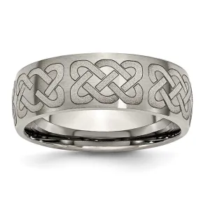 Titanium Brushed Celtic Laser Design 8mm Band