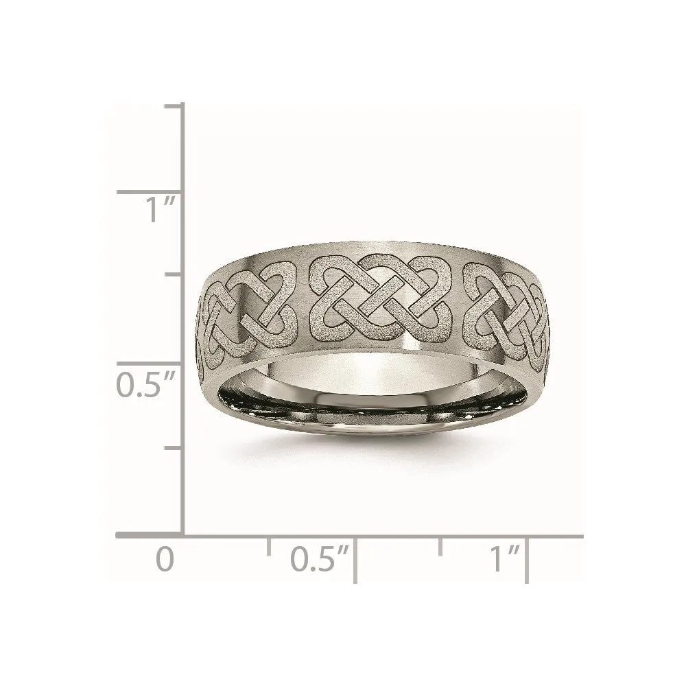 Titanium Brushed Celtic Laser Design 8mm Band