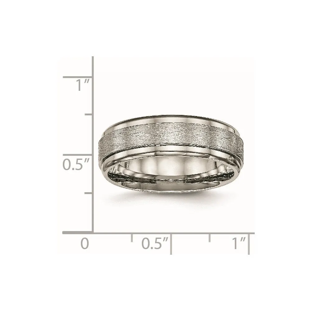 Titanium Brushed Center 7mm Ridged Edge Band