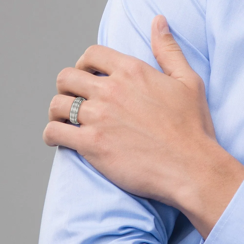 Titanium Brushed Center 7mm Ridged Edge Band