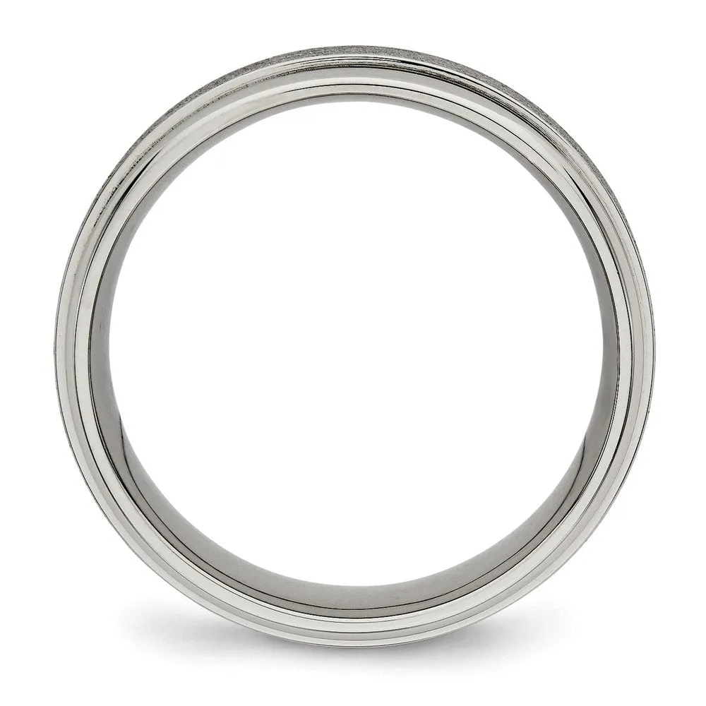 Titanium Brushed Center 7mm Ridged Edge Band