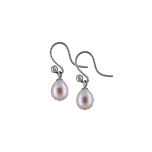 Titanium Earrings w/ Freshwater Pearls Natural Purple