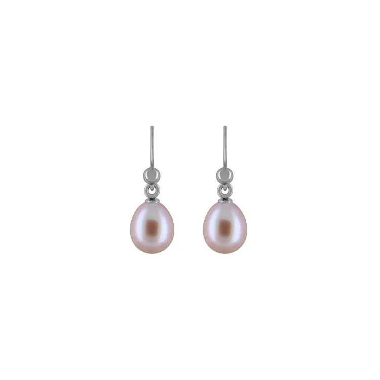 Titanium Earrings w/ Freshwater Pearls Natural Purple