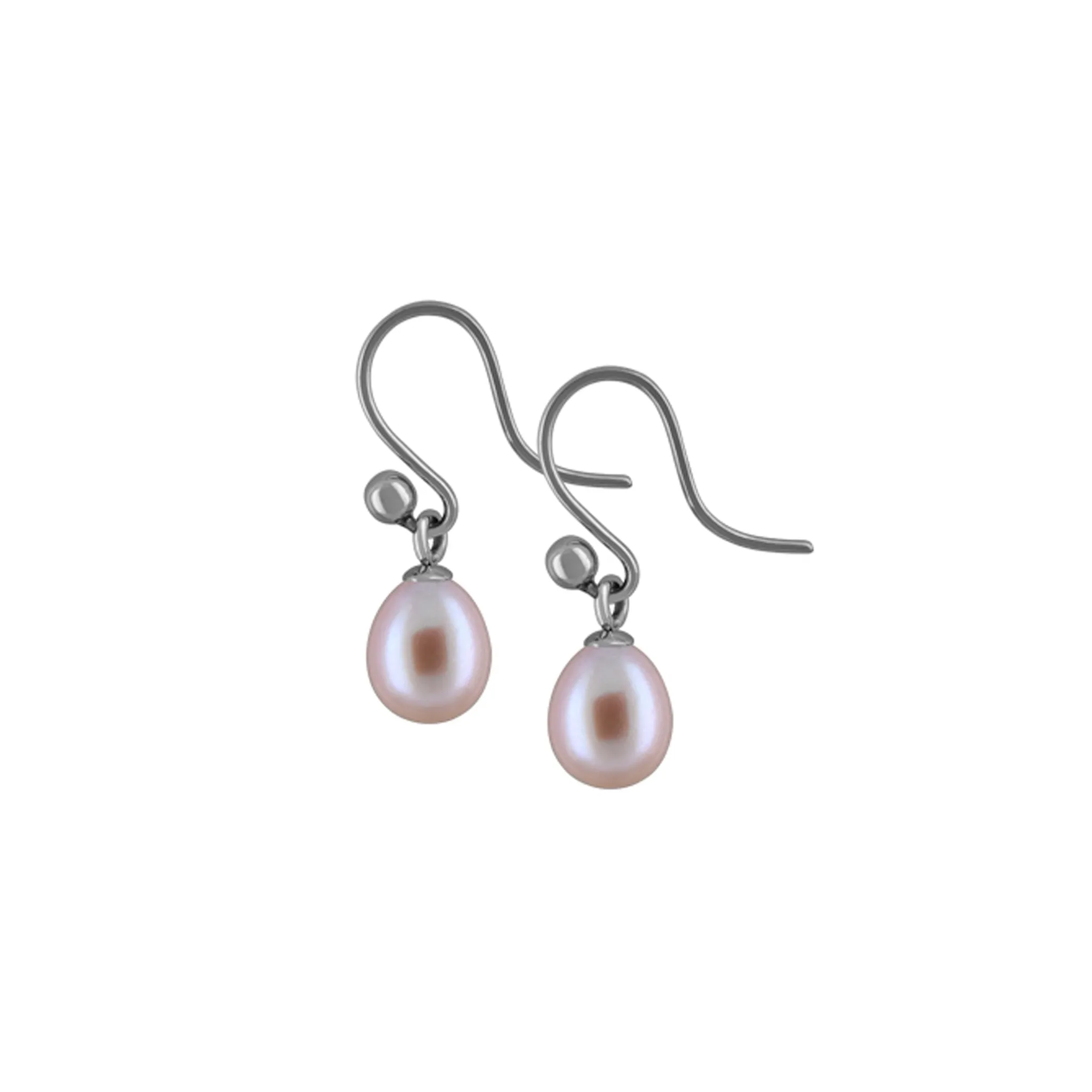 Titanium Earrings w/ Freshwater Pearls Natural Purple