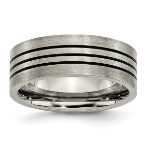 Titanium Enameled Flat 8mm Satin & Polished Band