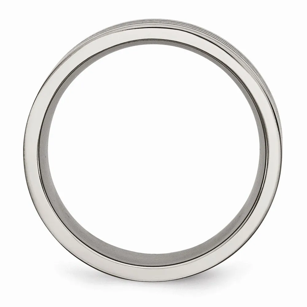 Titanium Enameled Flat 8mm Satin & Polished Band