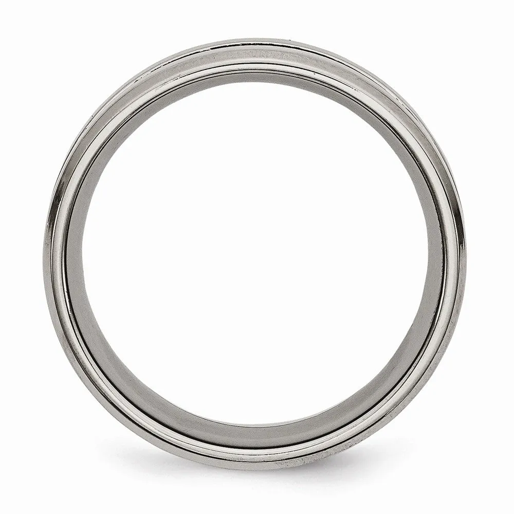 Titanium Grooved 8mm Brushed and Polished Band