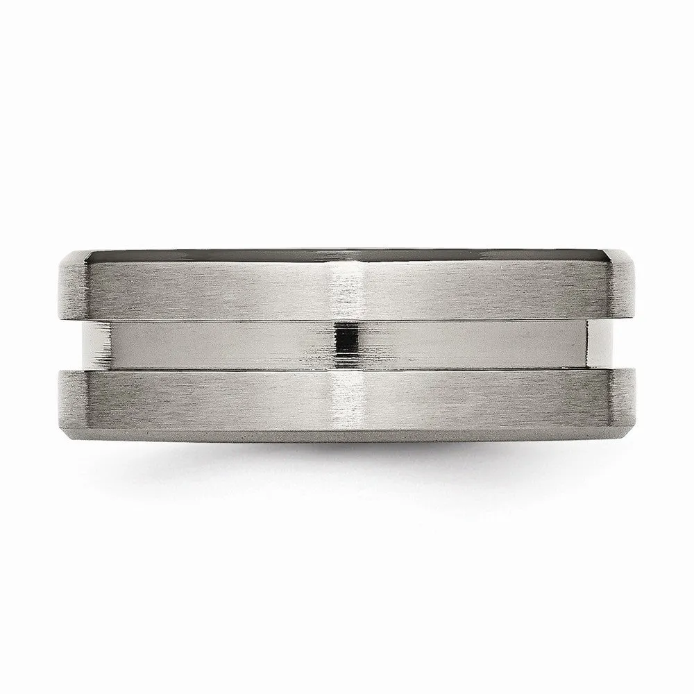 Titanium Grooved 8mm Brushed and Polished Band