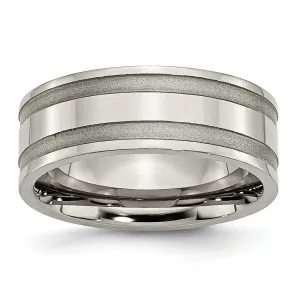 Titanium Grooved 8mm Satin and Polished Band
