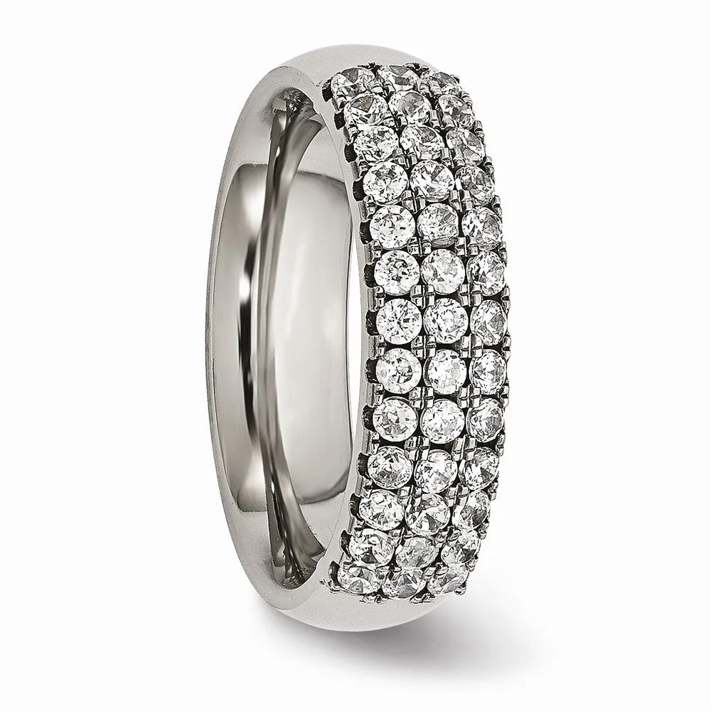 Titanium Multi-row CZ Ring