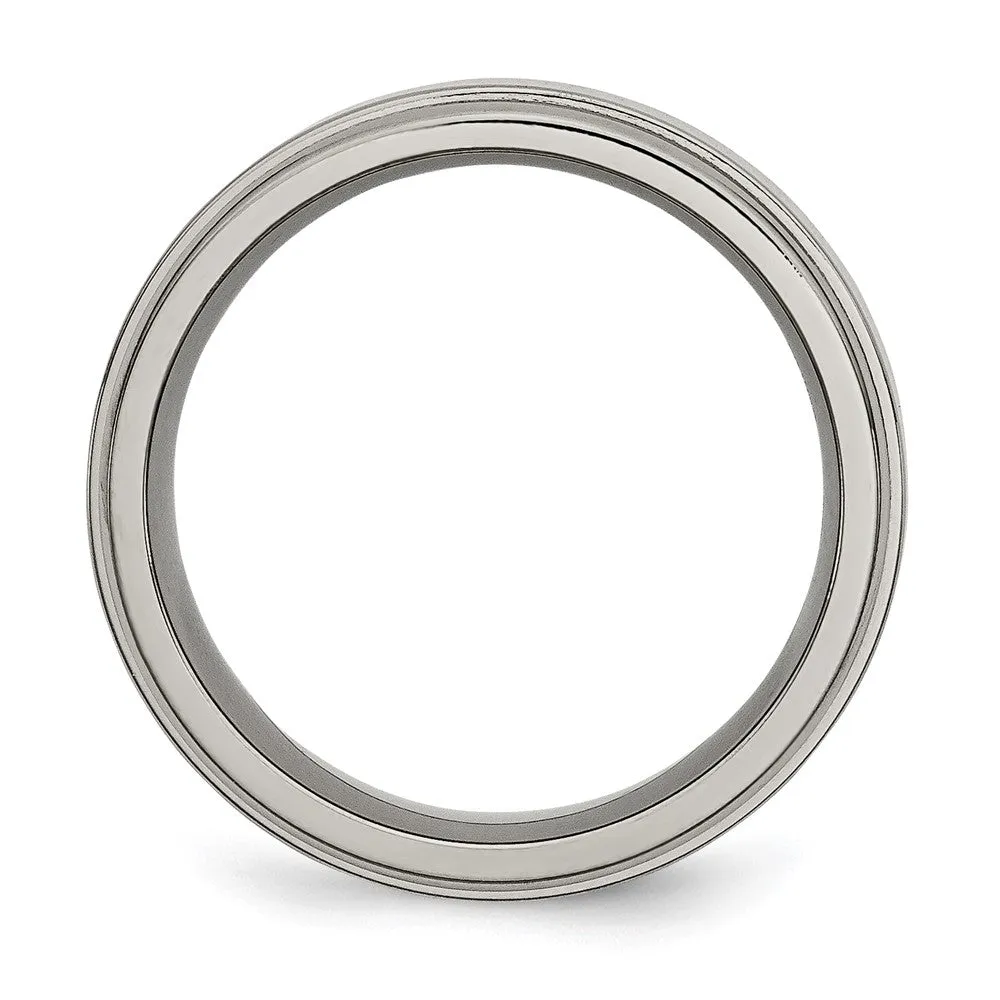 Titanium Polished 8mm Grooved Edge Band