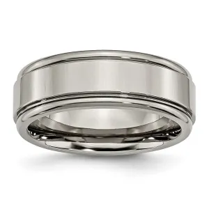 Titanium Polished 8mm Grooved Edge Band