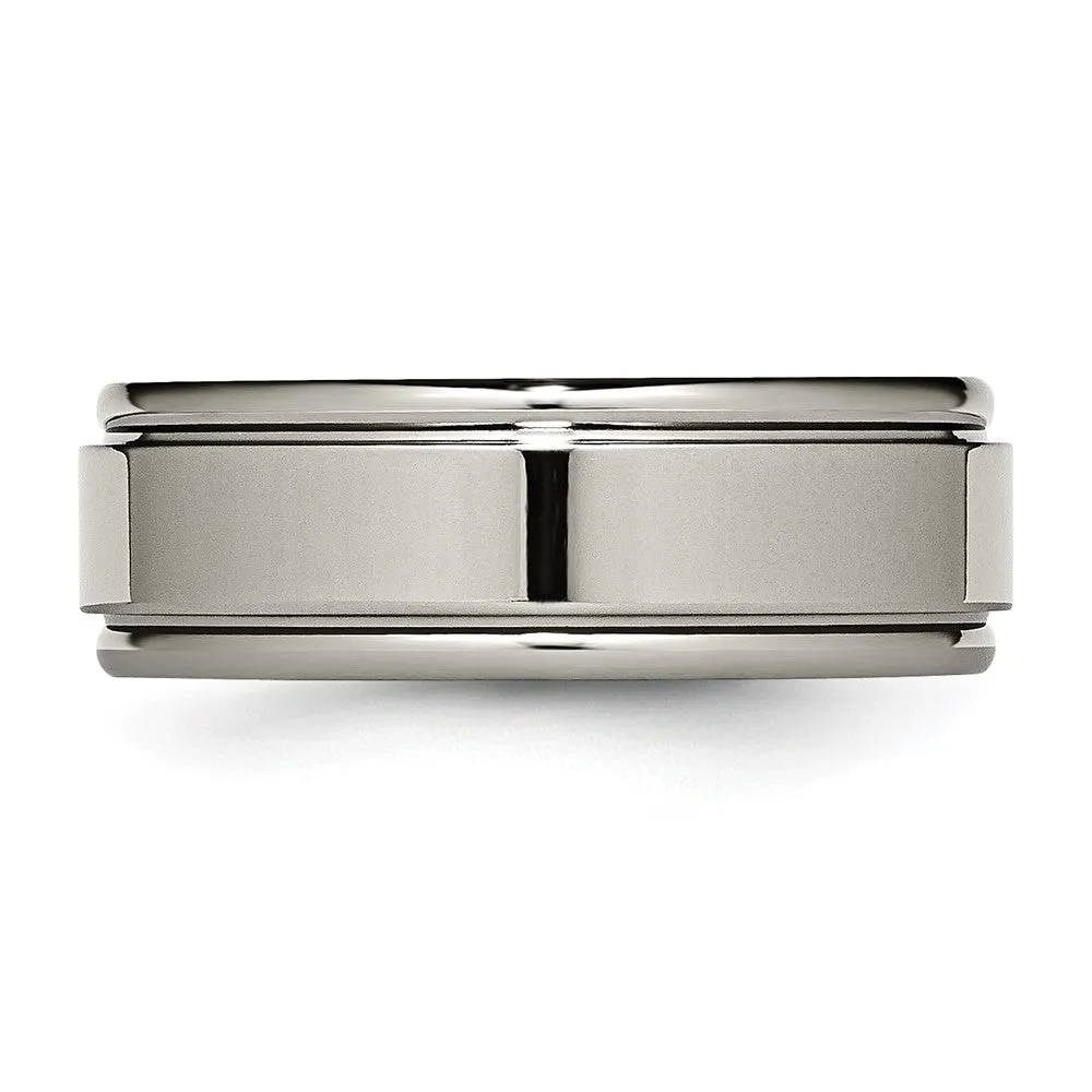 Titanium Polished 8mm Grooved Edge Band