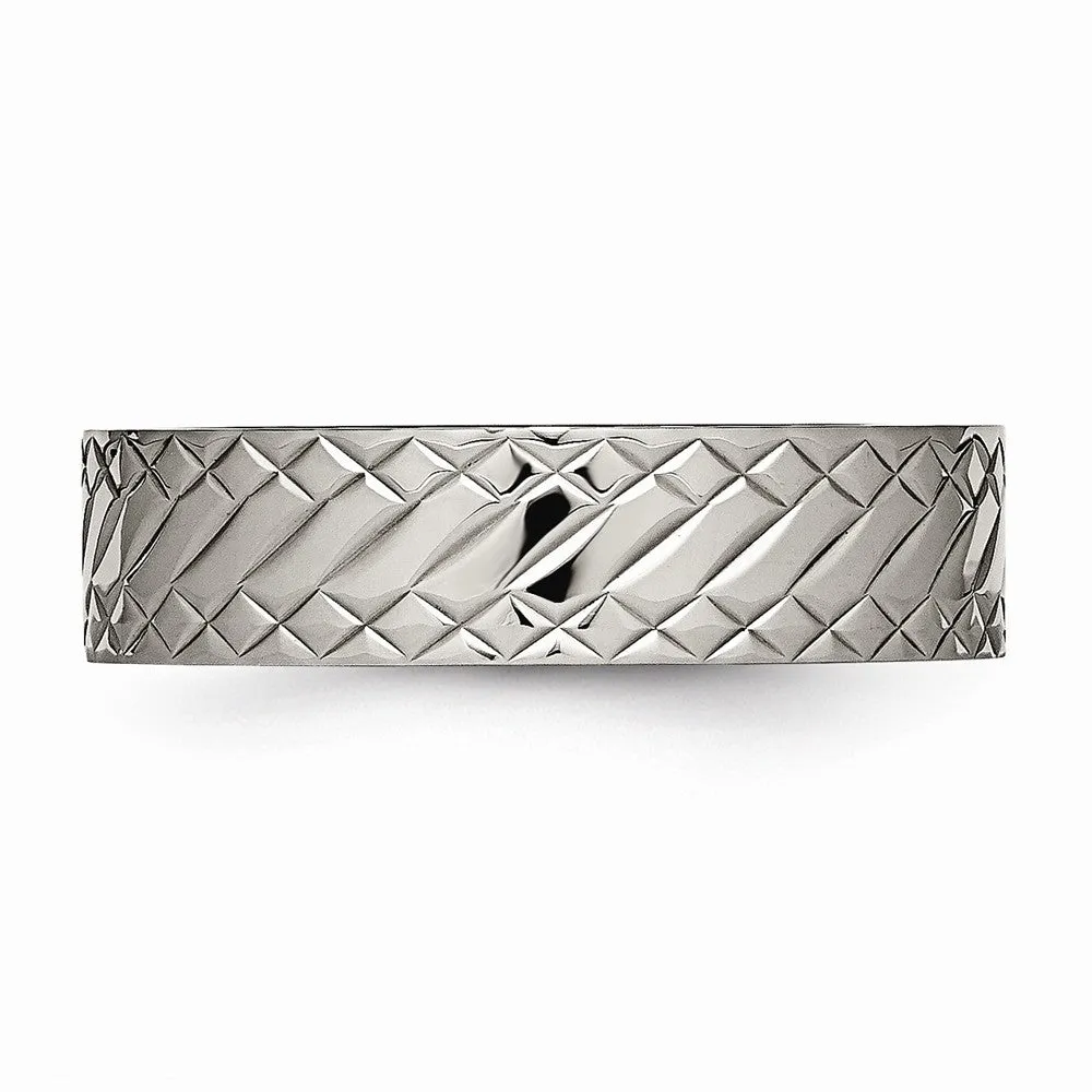 Titanium Polished Textured Ring