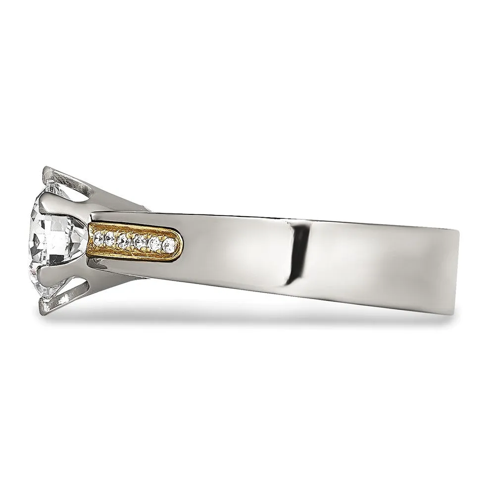 Titanium Polished with 14k Inlay Accent CZ Ring