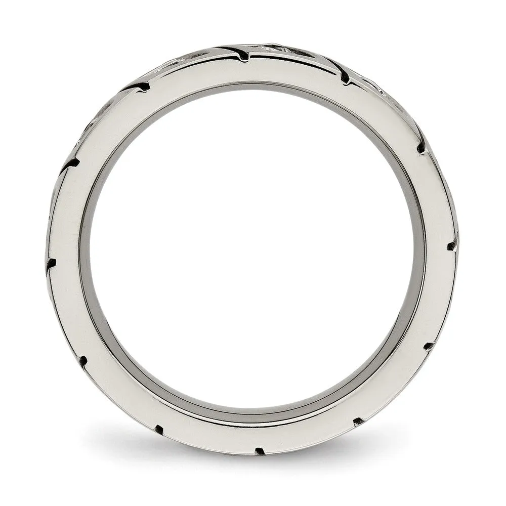 Titanium Polished with CZ 4mm Grooved Band