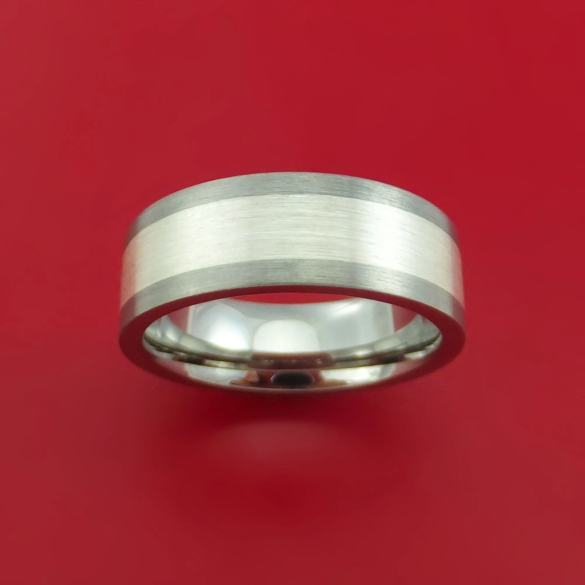 Titanium Ring with Palladium Silver Inlay Custom Made Band