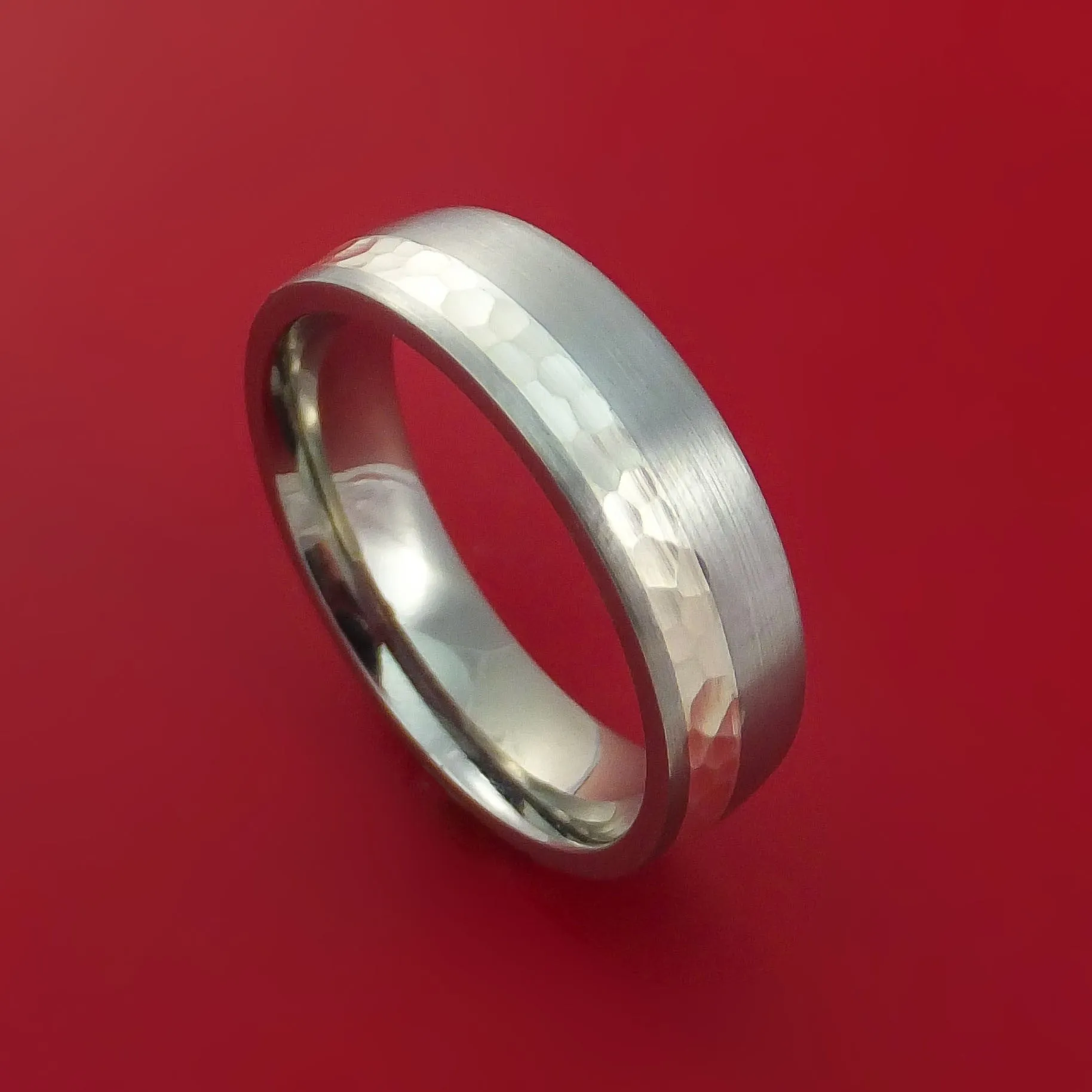 Titanium Ring with Palladium Silver Inlay Custom Made Band