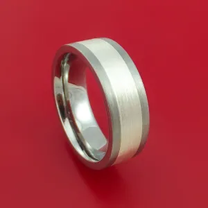 Titanium Ring with Palladium Silver Inlay Custom Made Band