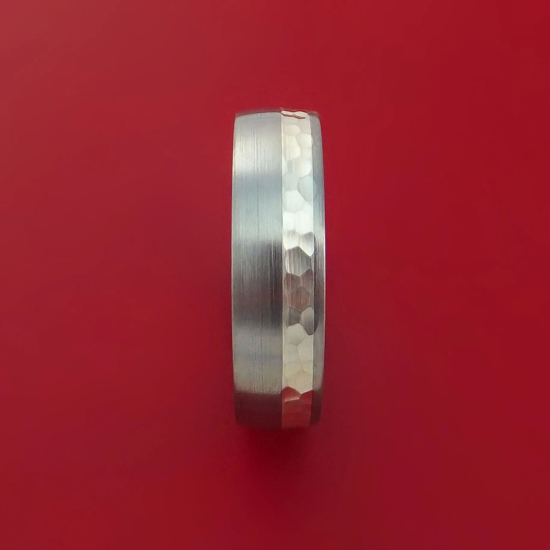 Titanium Ring with Palladium Silver Inlay Custom Made Band