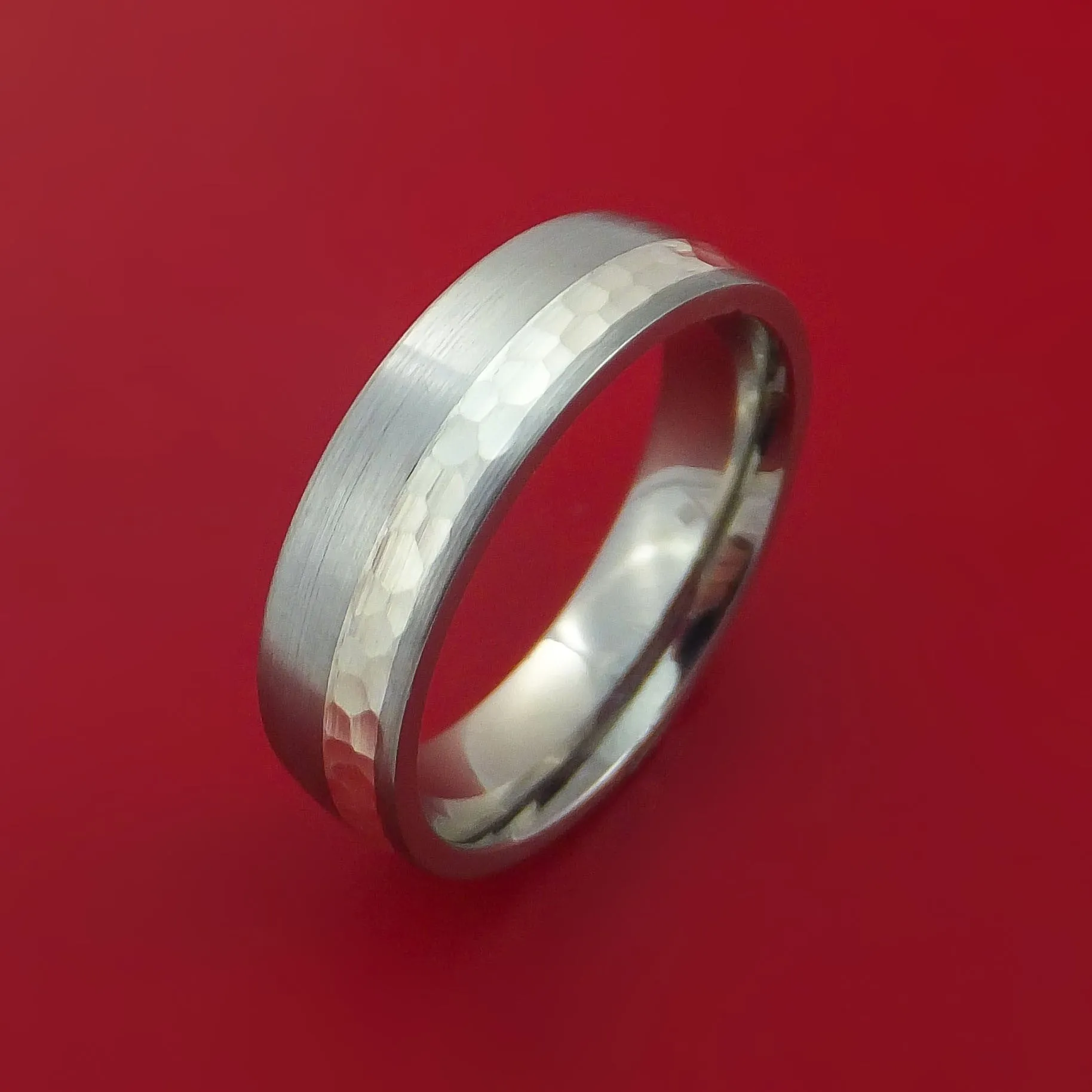 Titanium Ring with Palladium Silver Inlay Custom Made Band