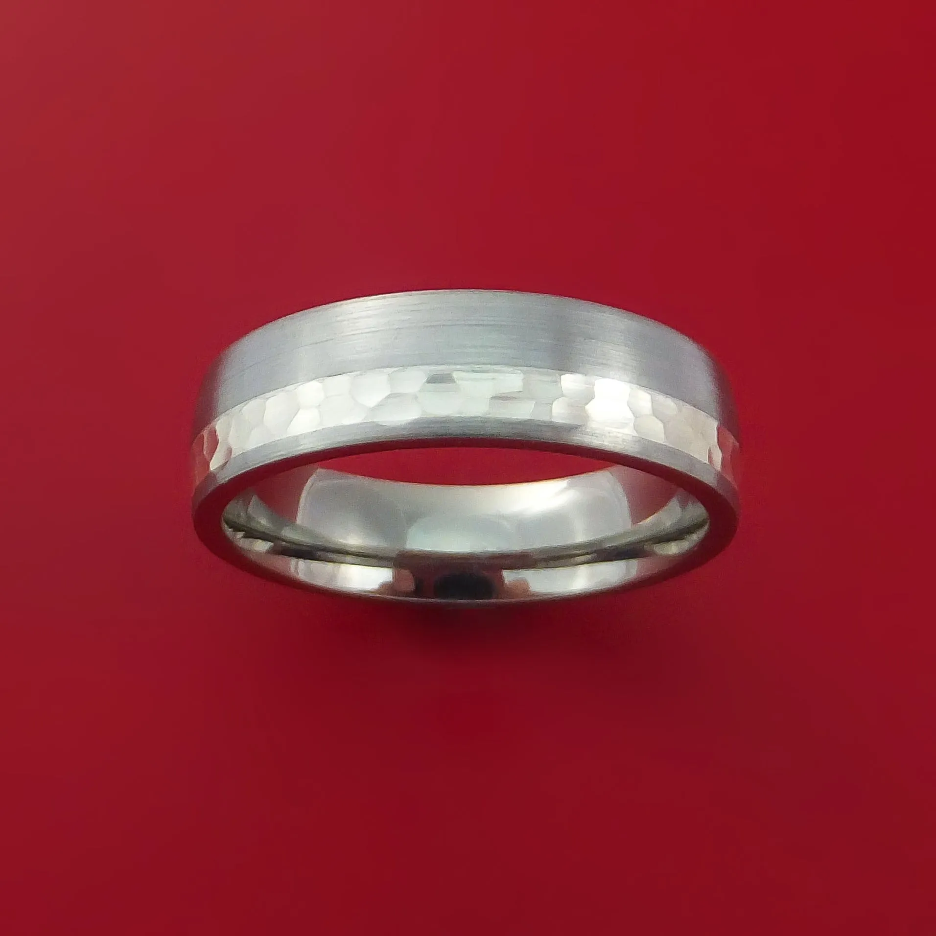 Titanium Ring with Palladium Silver Inlay Custom Made Band