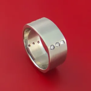 Titanium Square Ring with 12 Diamonds Custom Made Band