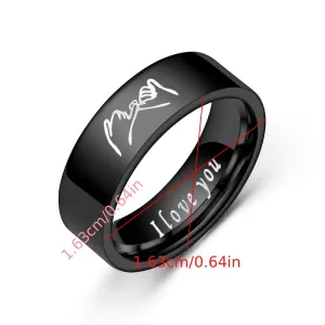 Titanium Steel Couple Ring I Love You Handshake Couple Pair Ring Jewelry