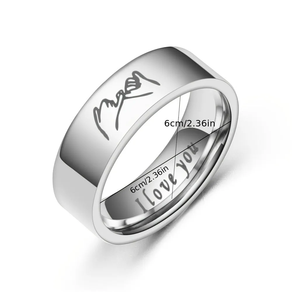 Titanium Steel Couple Ring I Love You Handshake Couple Pair Ring Jewelry