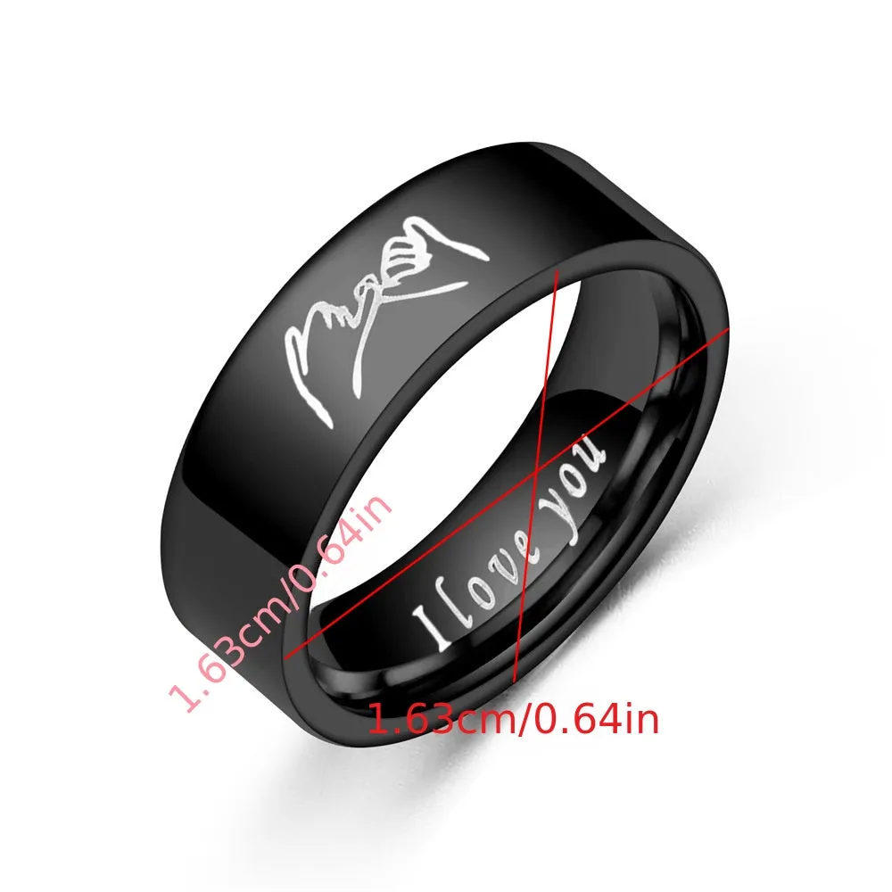 Titanium Steel Couple Ring I Love You Handshake Couple Pair Ring Jewelry