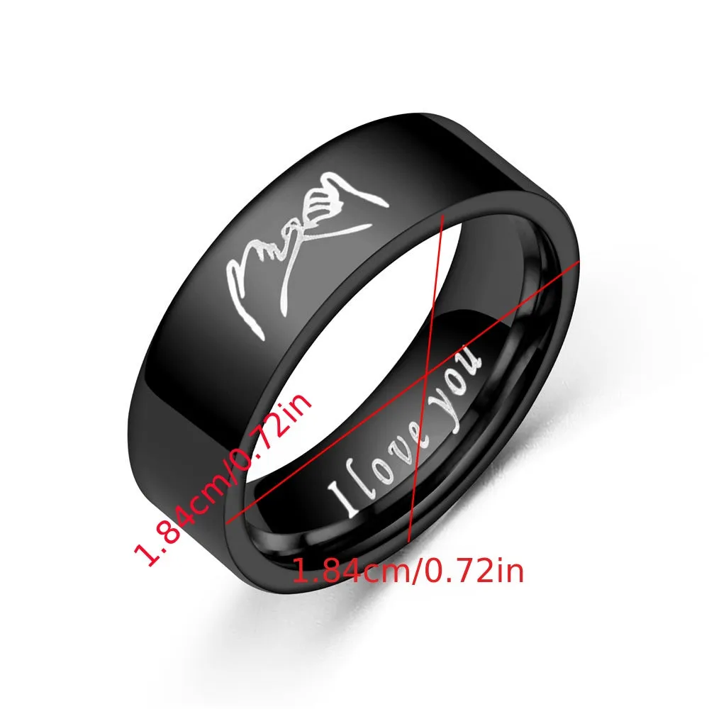 Titanium Steel Couple Ring I Love You Handshake Couple Pair Ring Jewelry