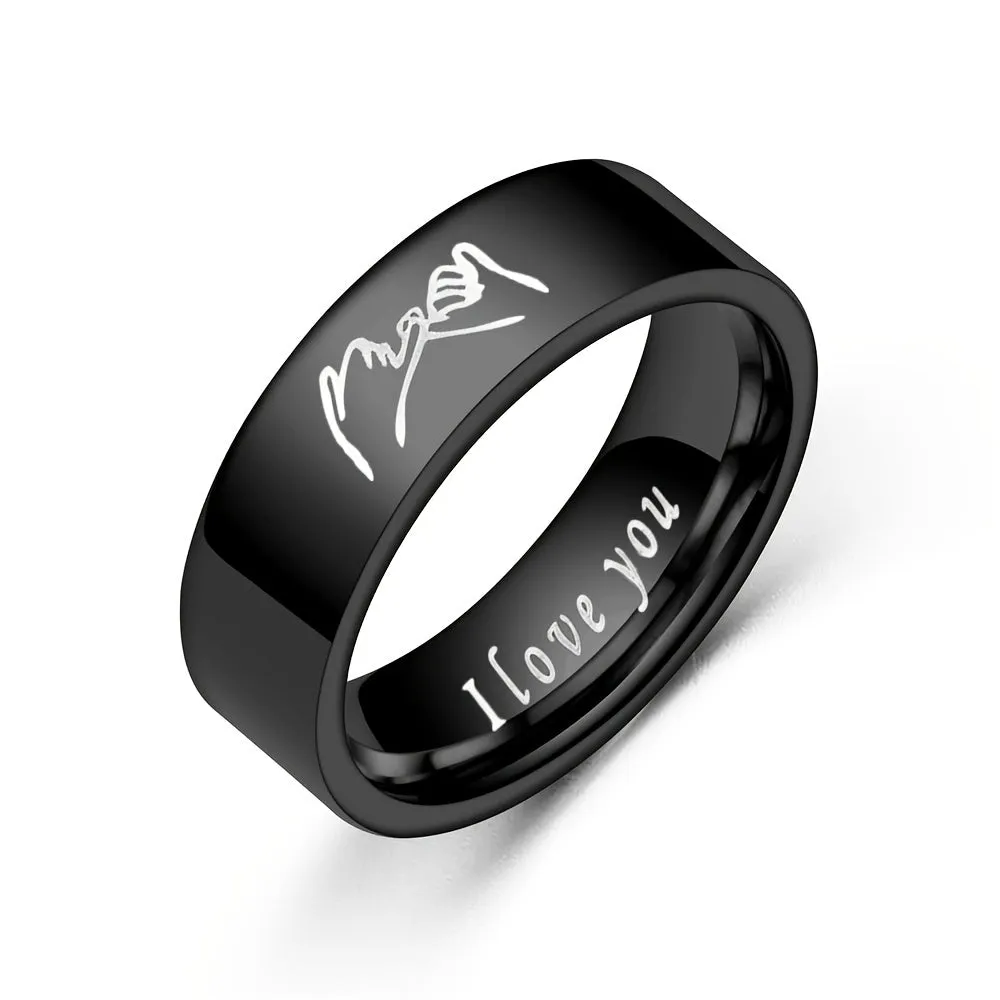 Titanium Steel Couple Ring I Love You Handshake Couple Pair Ring Jewelry