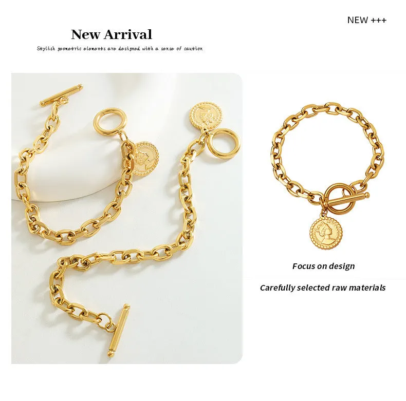 Titanium Steel Gold Plated Queen Bracelet