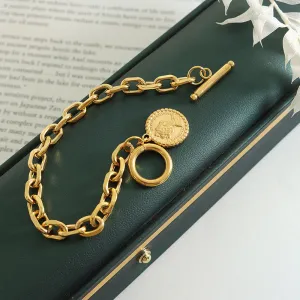 Titanium Steel Gold Plated Queen Bracelet