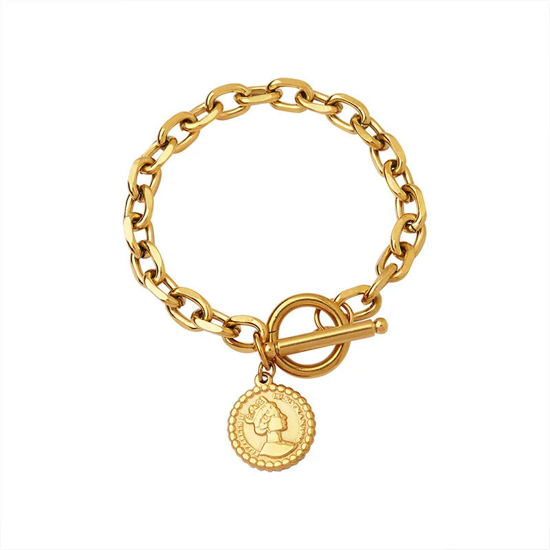 Titanium Steel Gold Plated Queen Bracelet