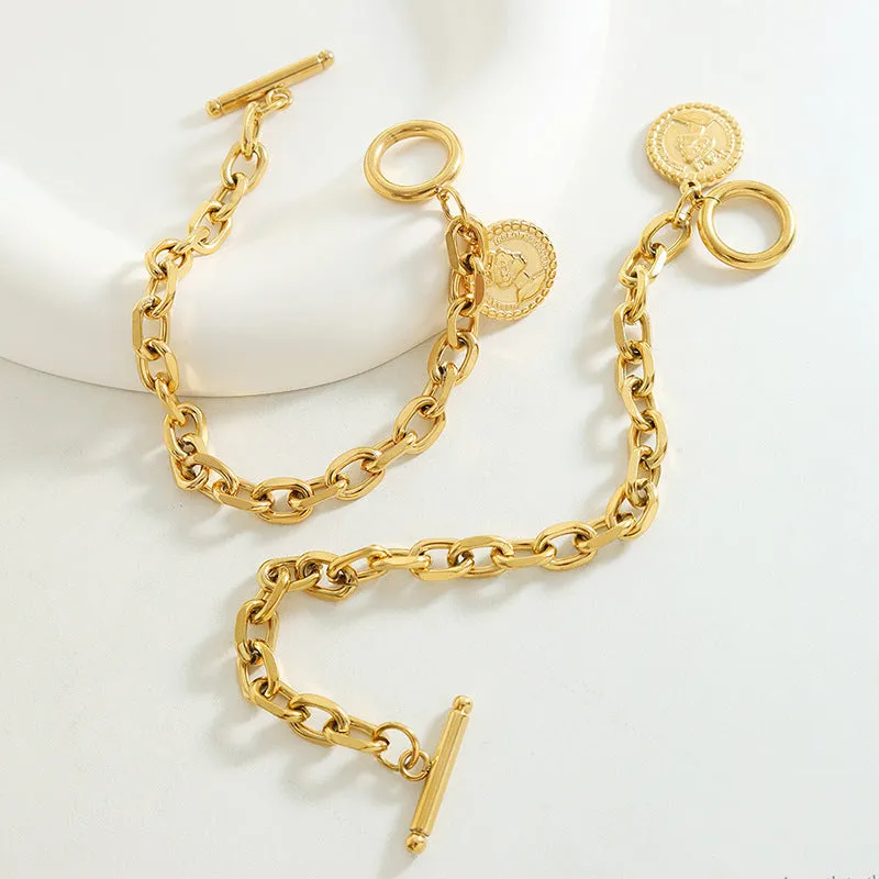 Titanium Steel Gold Plated Queen Bracelet