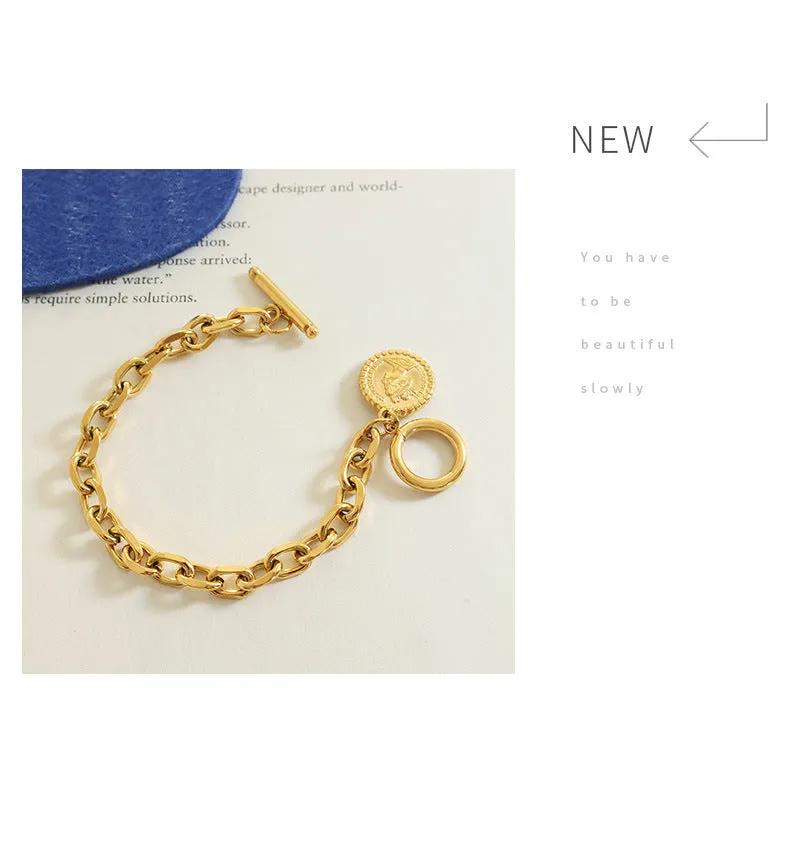 Titanium Steel Gold Plated Queen Bracelet