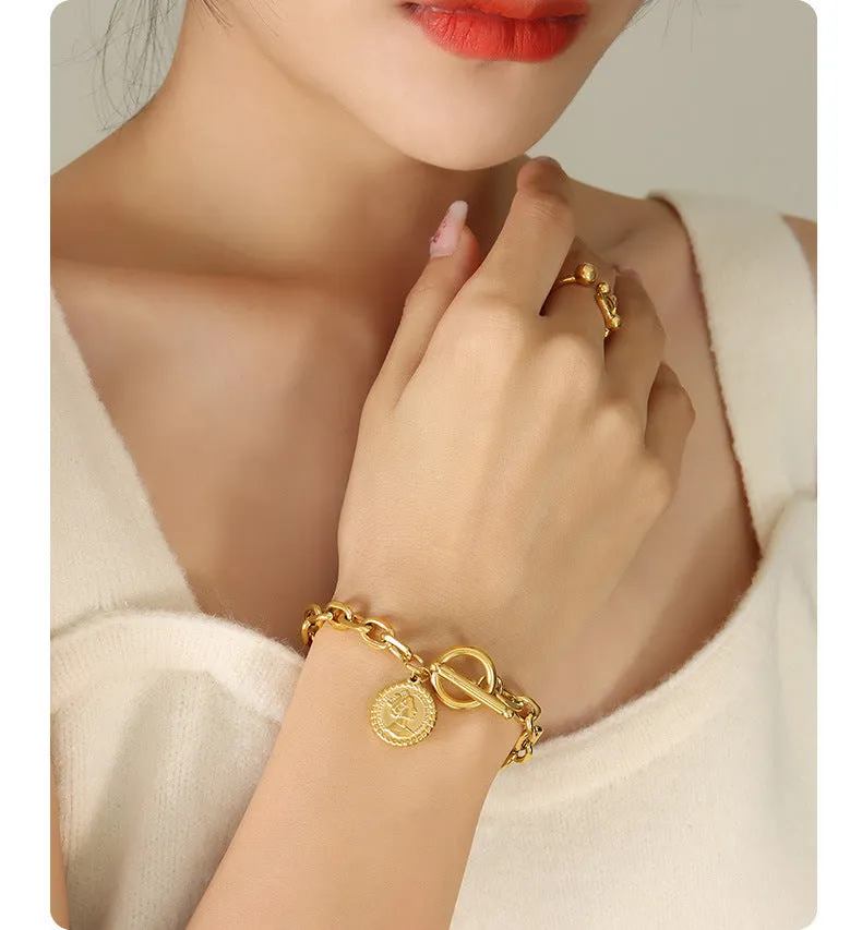 Titanium Steel Gold Plated Queen Bracelet