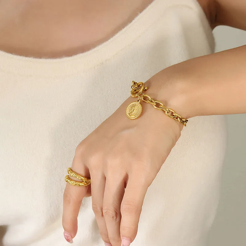 Titanium Steel Gold Plated Queen Bracelet
