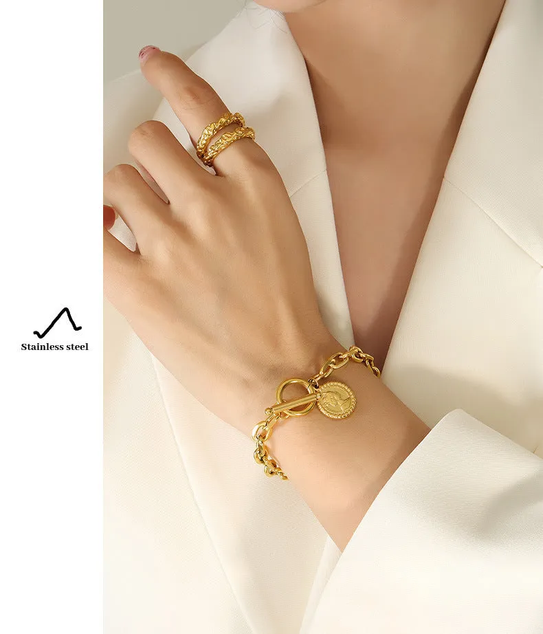 Titanium Steel Gold Plated Queen Bracelet
