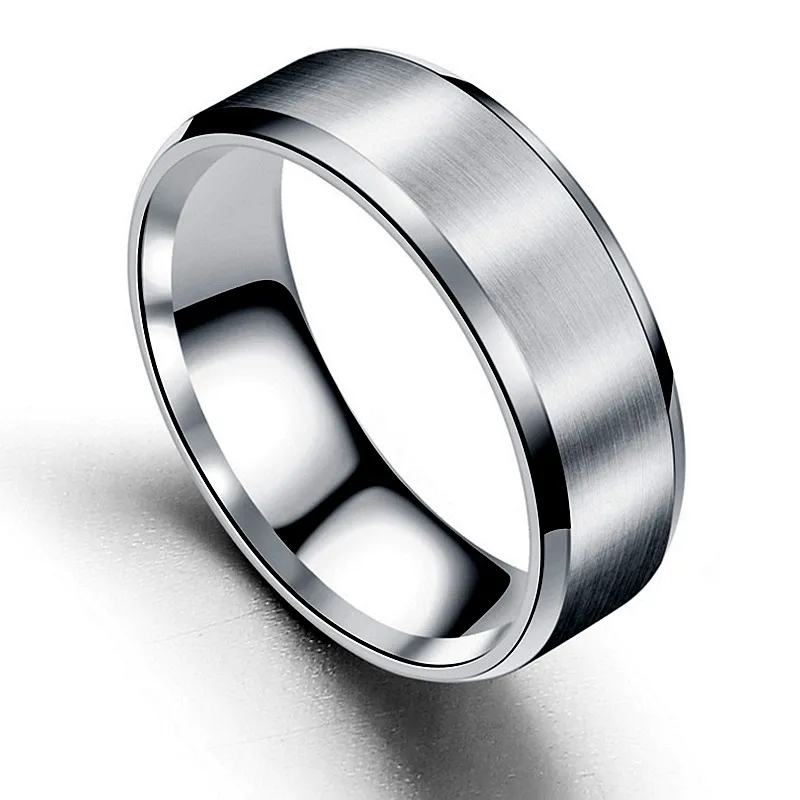Titanium Steel Men's Brushed Wedding Band Ring