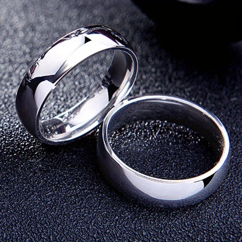 Titanium Steel Ring 6MM Plain Arc Versatile Ring Men