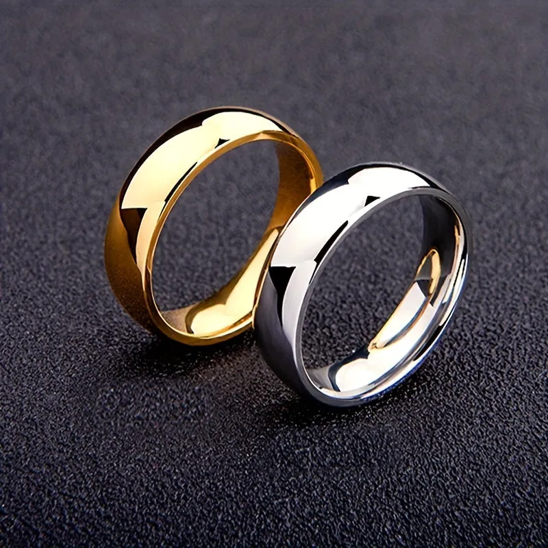 Titanium Steel Ring 6MM Plain Arc Versatile Ring Men