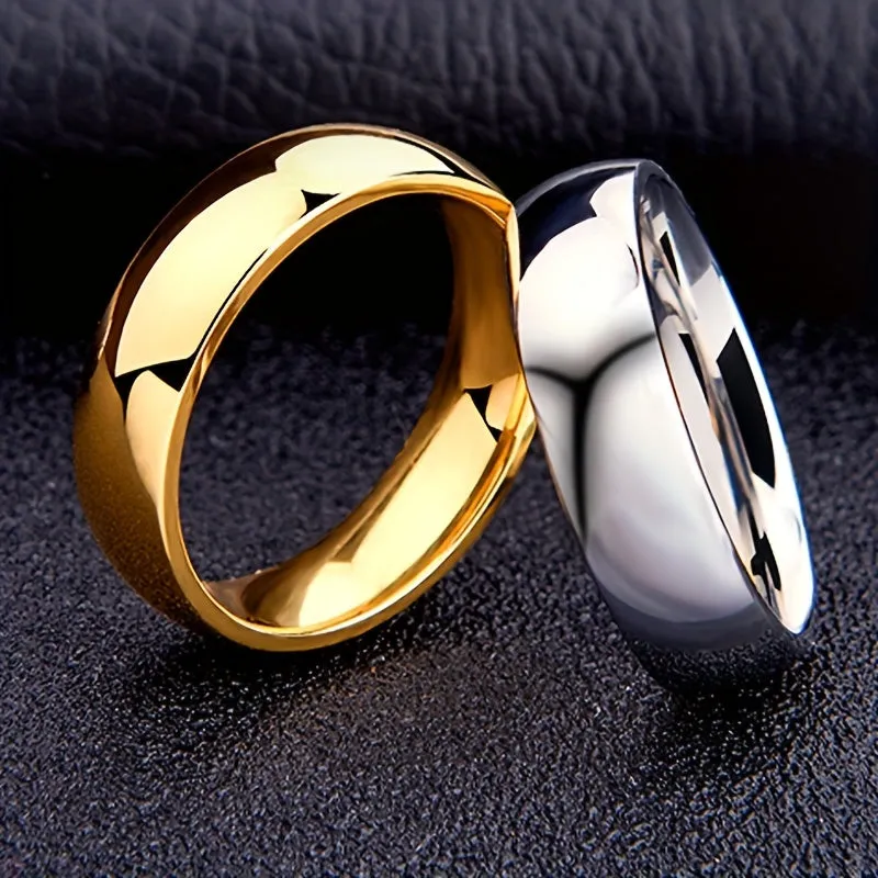 Titanium Steel Ring 6MM Plain Arc Versatile Ring Men