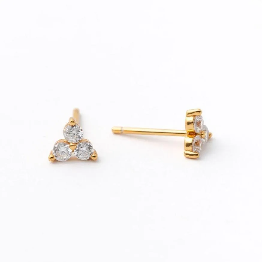 Trio Stone Stud Earring