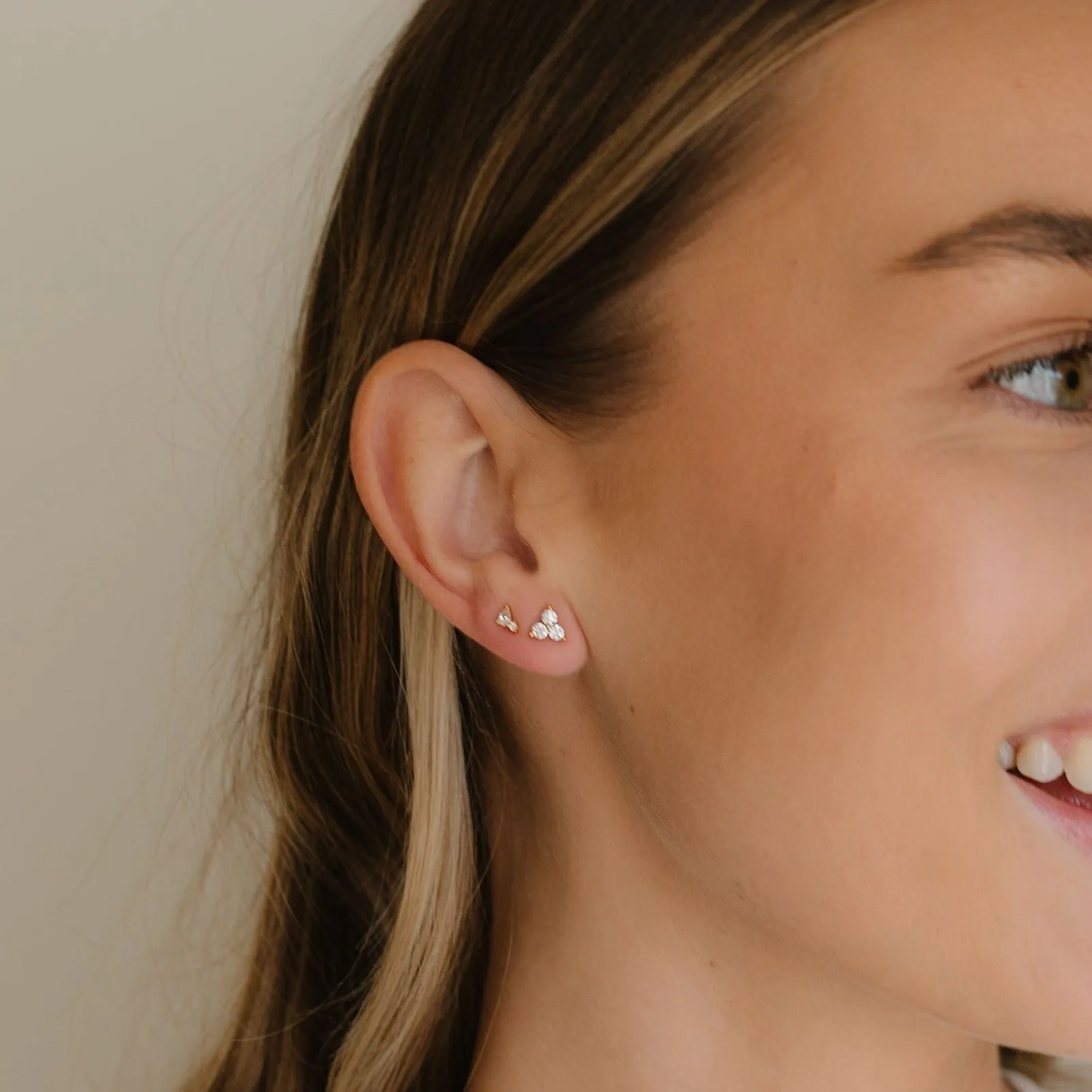Trio Stone Stud Earring
