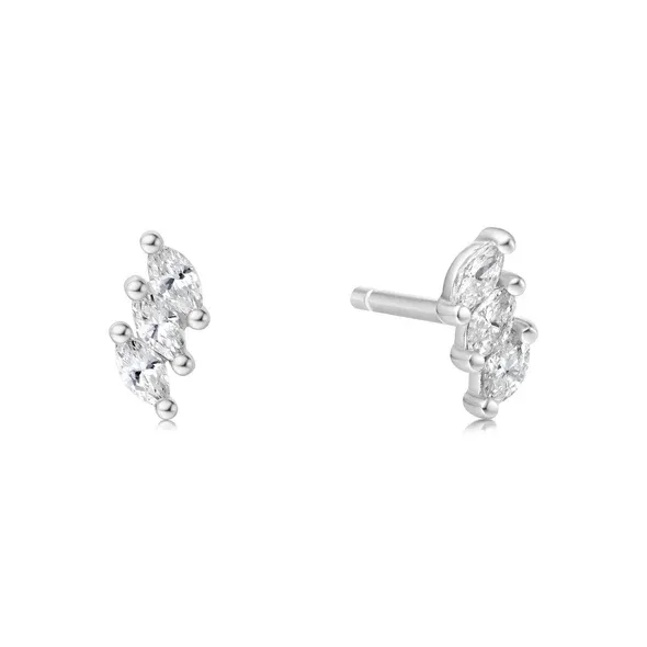 Triple Marquise Stud Earrings in Sterling Silver