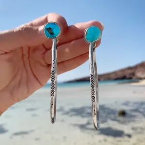 Turquoise studs with optional removable hoops, tassels or fringe add-ons