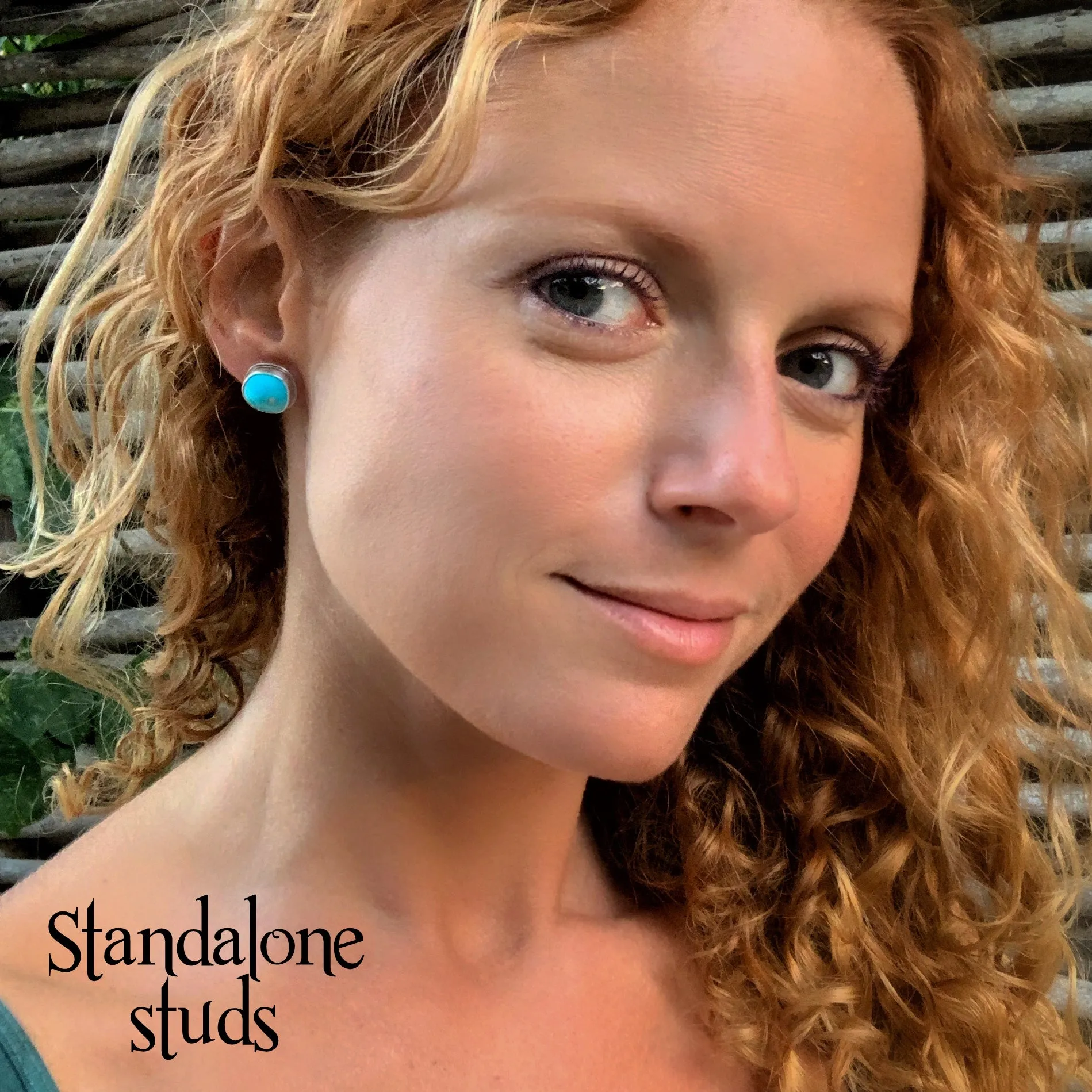 Turquoise studs with optional removable hoops, tassels or fringe add-ons