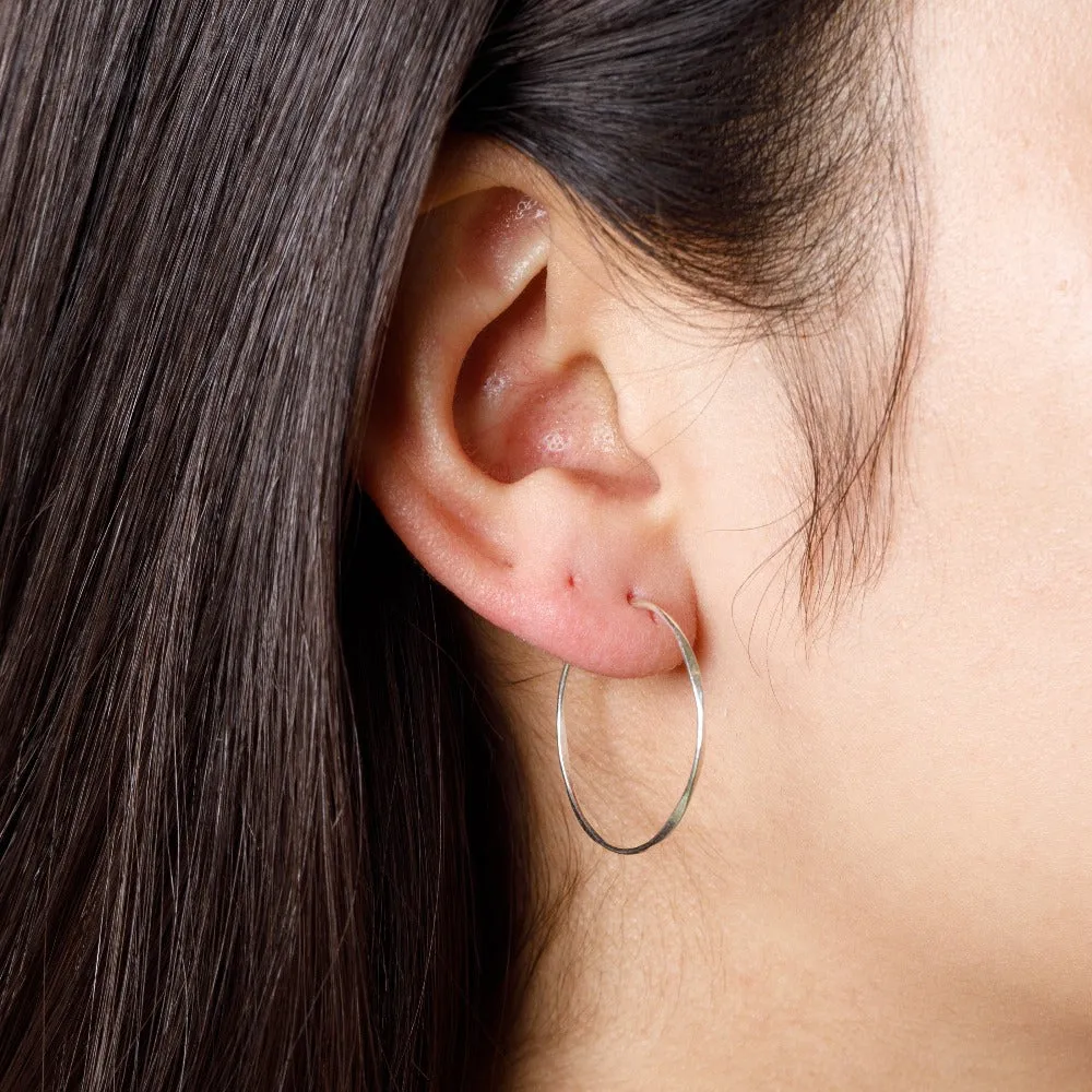 Twisted Sleeper Hoops in Silver - 1"